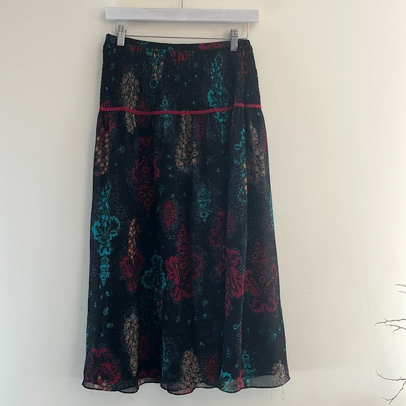 Coldwater Creek Dresses & Skirts - Coldwater Creek Boho MIDI Skirt Smocked Paisley Chiffon Practical Magic Festival